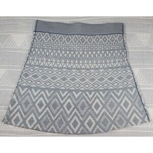 KÜHL Merino Wool Blend Knit Skirt Medium Gray‎ Geometric Aztec Pattern